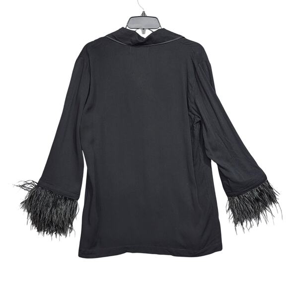 Sleeper Feather Trim Pajama Top Black Small‎ - Picture 2 of 7